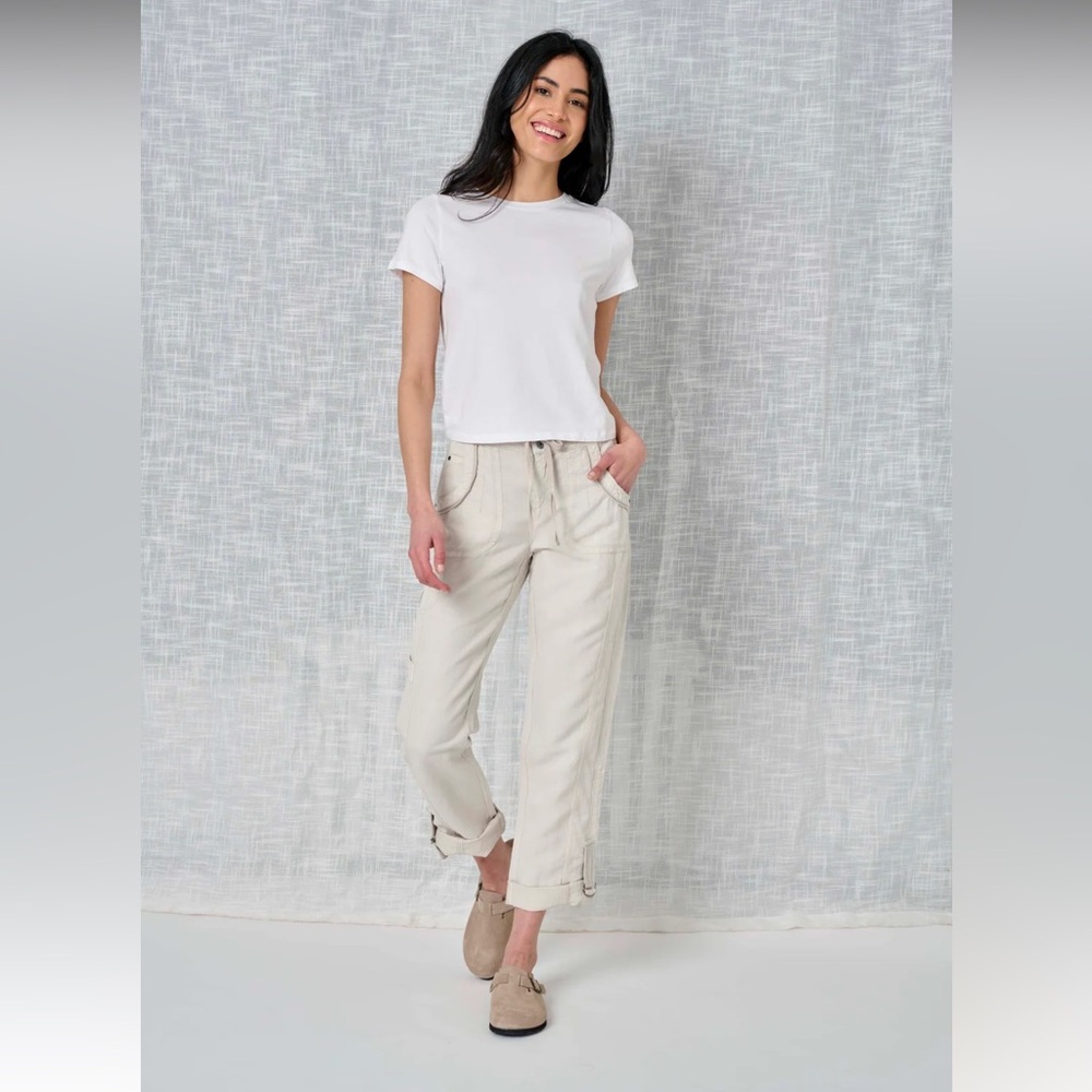NEW! MARRAKECH “Brooklyn” linen blend ivory cropped pants, size 14